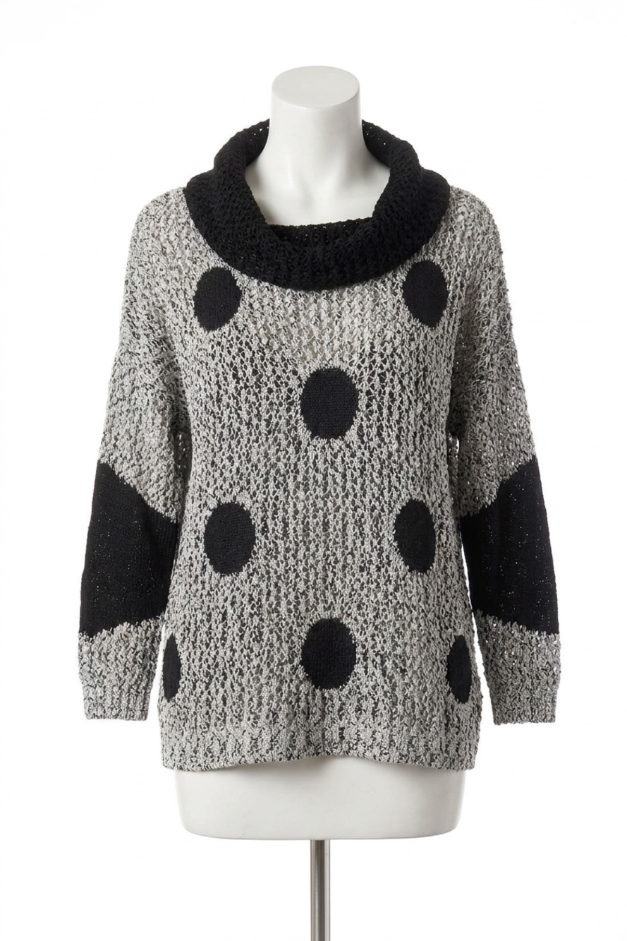 NEW FRENCH KYSS crochet dot cowl in frost black